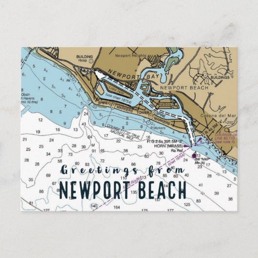 Carte Postale Graphique CA de Newport Beach (Devant)