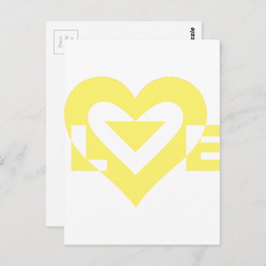 Carte Postale Graphique d'amour cool, Jaune (Devant / Derrière)