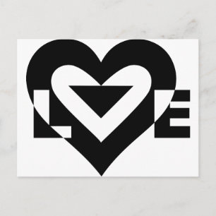 Carte Postale Graphique d'amour cool, noir