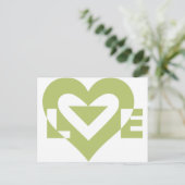 Carte Postale Graphique d'amour cool, Vert Sage (Debout devant)