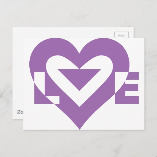 Carte Postale Graphique d'amour cool, violet (Devant / Derrière)