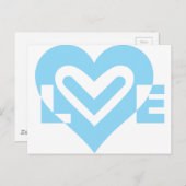 Carte Postale Graphique d'amour mignon en bleu (Devant / Derrière)