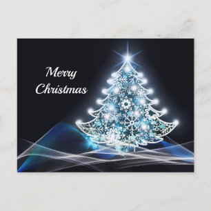 Carte Postale Graphique d'arbre de Noël bleu moderne