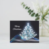 Carte Postale Graphique d'arbre de Noël bleu moderne (Debout devant)