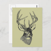 Carte Postale Graphique d'art de cerfs vintages (Devant / Derrière)