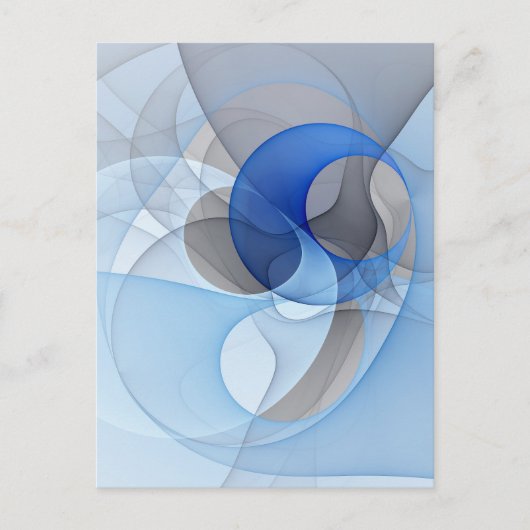 Carte Postale Graphique d'art fractal gris bleu Abstrait moderne (Devant)