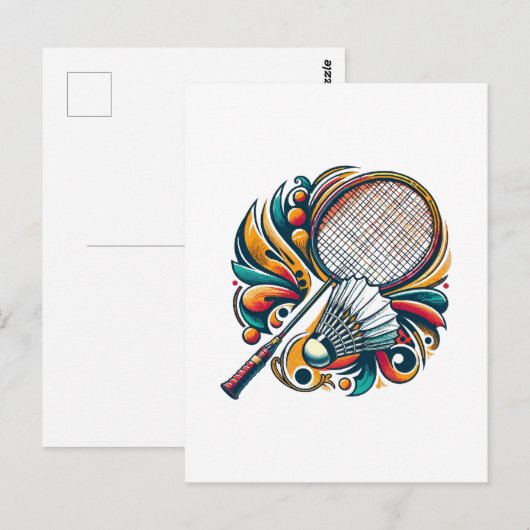 Carte Postale Graphique de badminton (Devant / Derrière)
