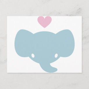 Carte Postale Graphique de Coeur Eléphant mignon