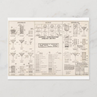 Carte Postale Graphique de construction de cocktails du milieu d