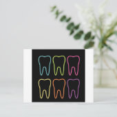 Carte Postale Graphique de dents de néon pour dentiste (Debout devant)