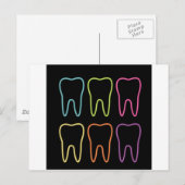Carte Postale Graphique de dents de néon pour dentiste (Devant / Derrière)