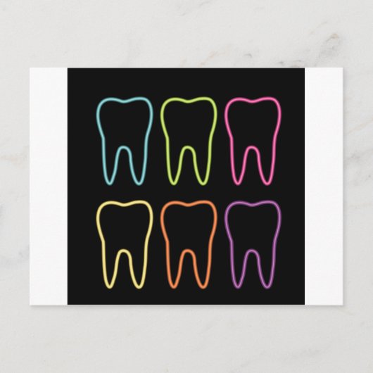 Carte Postale Graphique de dents de néon pour dentiste (Devant)
