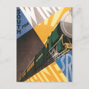 Carte Postale Graphique de l'affiche du Vintage voyage du train
