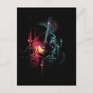 Carte Postale Graphique de musique cool avec guitare