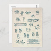 Carte Postale Graphique de noeuds et de branches nautiques (Devant / Derrière)