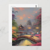 Carte Postale Graphique de paysage japonais (Devant / Derrière)