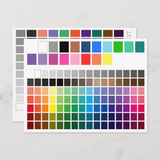 Carte Postale Graphique de référence couleur (Devant / Derrière)