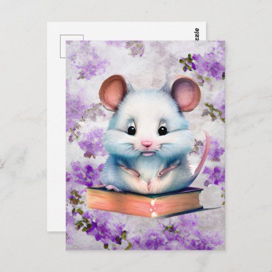 Carte Postale Graphique de souris aquarelle (Devant / Derrière)