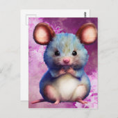 Carte Postale Graphique de souris aquarelle (Devant / Derrière)