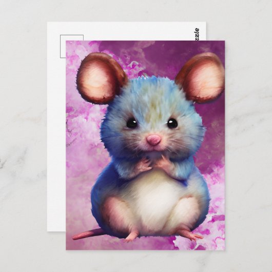 Carte Postale Graphique de souris aquarelle (Devant / Derrière)