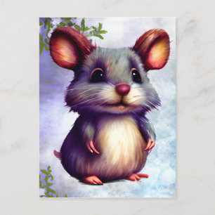 Carte Postale Graphique de souris aquarelle