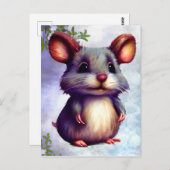 Carte Postale Graphique de souris aquarelle (Devant / Derrière)