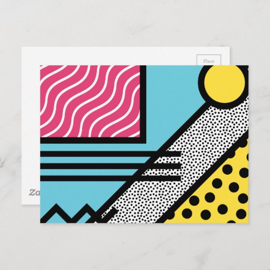 Carte Postale graphique de style pop art memphis Abstrait dans l (Devant / Derrière)