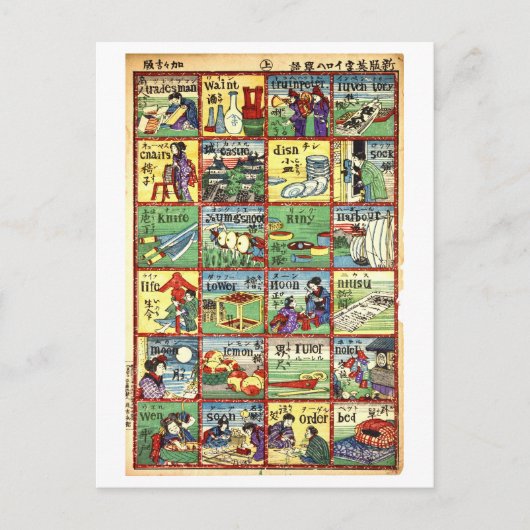 Carte Postale Graphique de traduction japonais-anglais vintage (Devant)