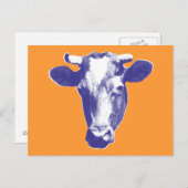 Carte Postale Graphique de vaches d'art pop violet (Devant / Derrière)