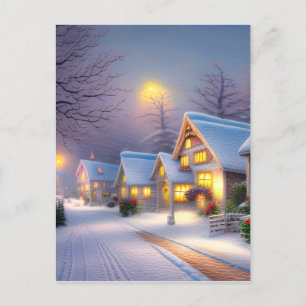 Carte Postale Graphique de village de neige