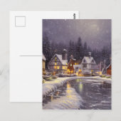 Carte Postale Graphique de village de neige (Devant / Derrière)