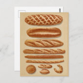 Carte Postale Graphique d'illustrations vintages de French Bread (Devant / Derrière)