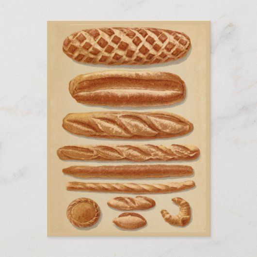 Carte Postale Graphique d'illustrations vintages de French Bread (Devant)