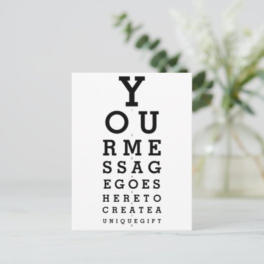 Carte Postale Graphique d'opticien de votre message (Debout devant)