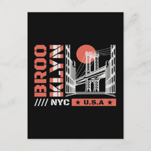 Carte Postale Graphique du pont de Brooklyn NYC New York urbai