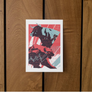 Carte Postale Graphique Minimaliste Bourse Baissier Haussier