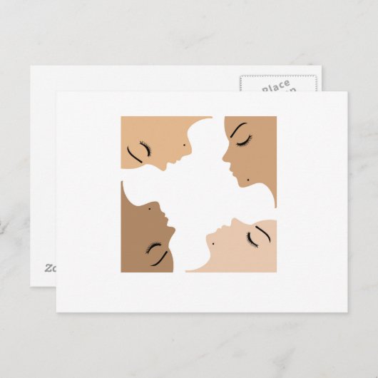 Carte Postale Graphique montrant l'unité parmi de belles femmes (Devant / Derrière)