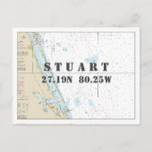Carte Postale Graphique Nautique Stuart FL Latitude Longitude (Devant)