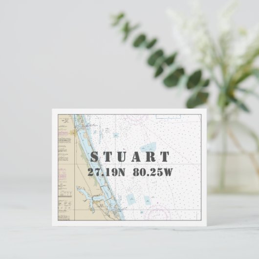 Carte Postale Graphique Nautique Stuart FL Latitude Longitude (Debout devant)