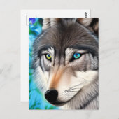 Carte Postale Graphique numérique de Wolf hyperréaliste (Devant / Derrière)