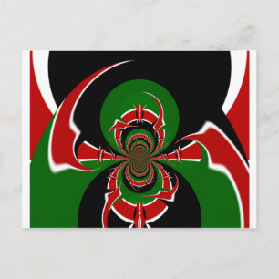 CARTE POSTALE GRAPHIQUE VERT ROUGE NOIR HAKUNA MATATA