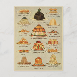 Carte Postale Graphique Vintge Desserts Illustration Cuisine His