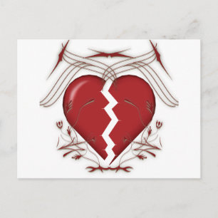 Carte Postale Graphiques du coeur brisé et tribaux :