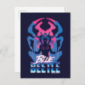 Carte Postale Graphisme Blue Beetle Retrowave Versus (Devant / Derrière)