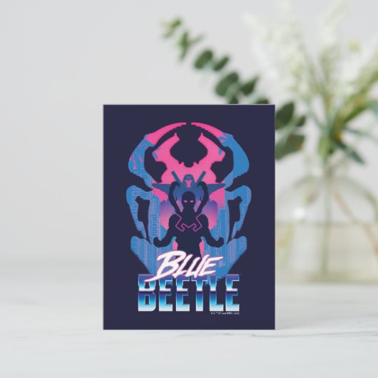 Carte Postale Graphisme Blue Beetle Retrowave Versus (Debout devant)
