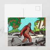 Carte Postale Graphisme de bande dessinée de forêt de Sasquatch  (Devant / Derrière)