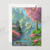 Carte Postale Graphisme de fond de pays des fées (Devant / Derrière)