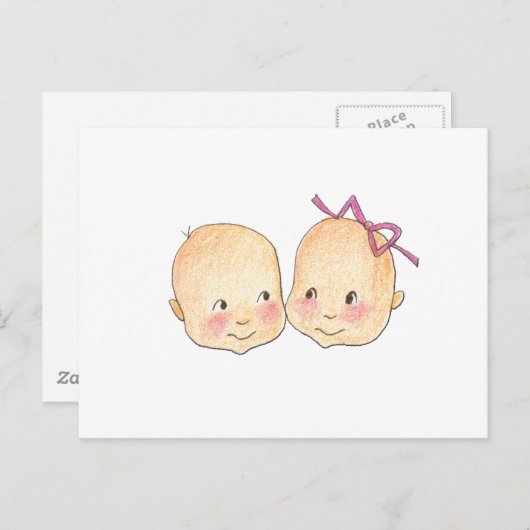 Carte Postale Graphisme de jumeaux de filles (Devant / Derrière)