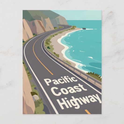 Carte Postale Graphisme de la route côtière du Pacifique Art de (Devant)