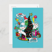 Carte Postale Graphisme de Noël coloré de Grinch (Devant / Derrière)